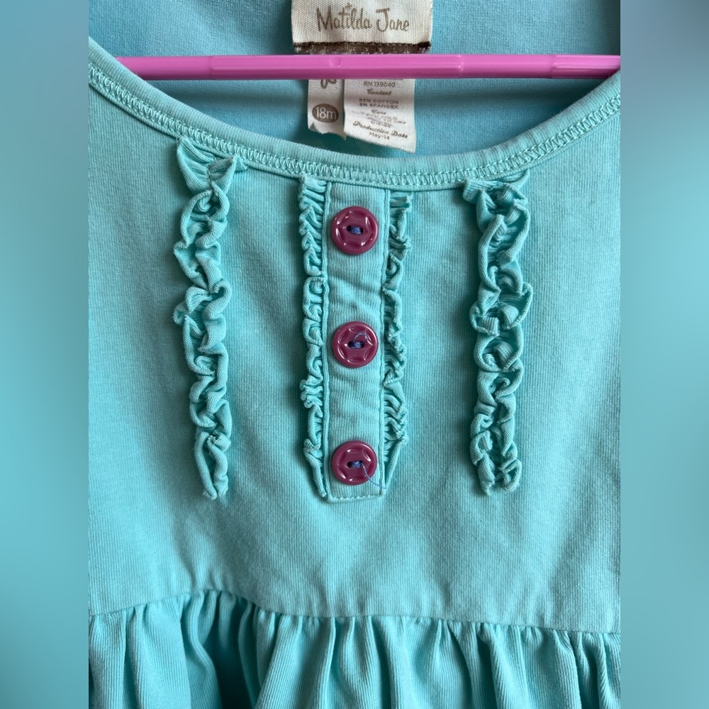Matilda Jane Turquoise Blue Lap Dress Size 18M GUC - Picture 3 of 5